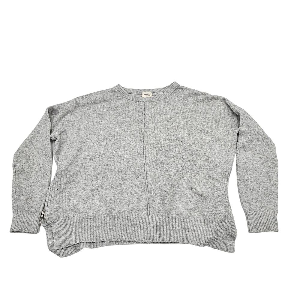 Cavalini Women’s Seamed Oversized Tunic Sweater Silver Heather Gray Size Medium